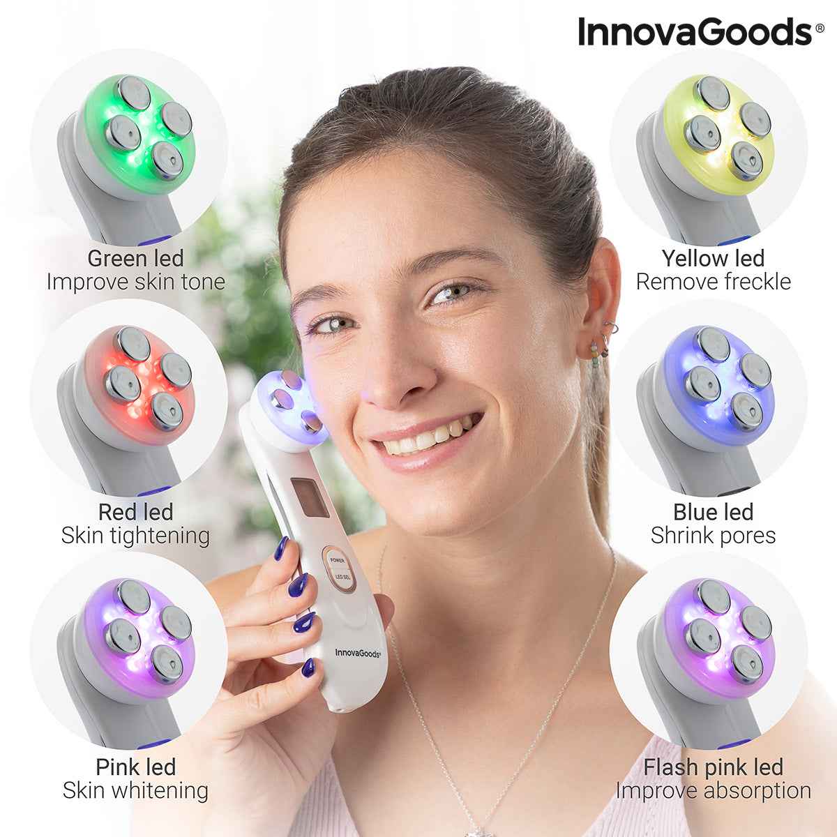 Facial Massager with Radiofrequency, Phototherapy and
