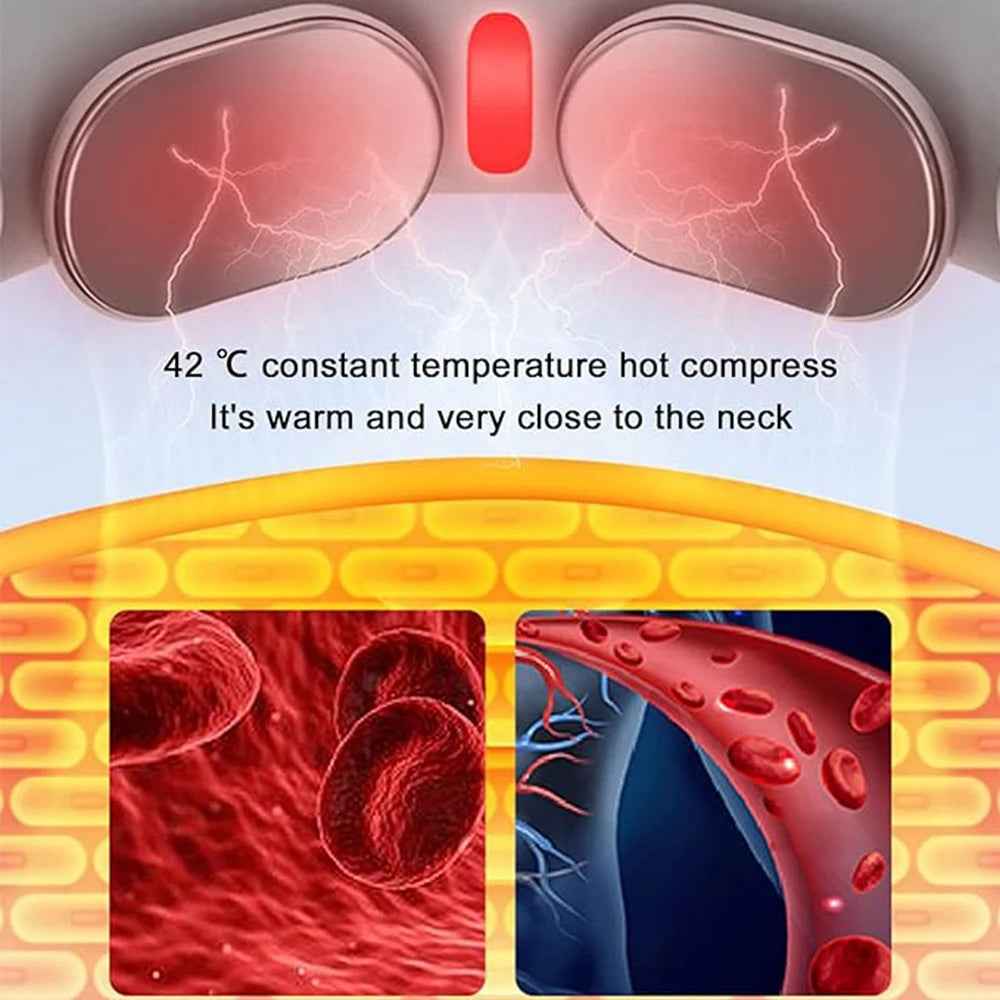 Neck Hot Compress Massager with 5 Massage Modes and 2 Massage Heads