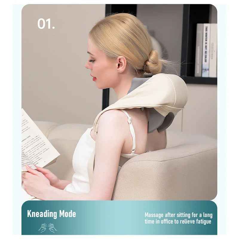 Shiatsu 5D Neck and Back Massager Shawl with Chiropractic Kneading功能