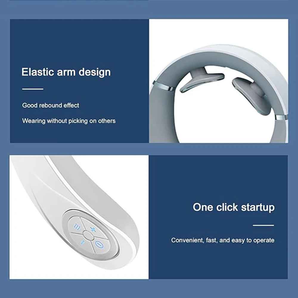 Neck Hot Compress Massager with 5 Massage Modes and 2 Massage Heads