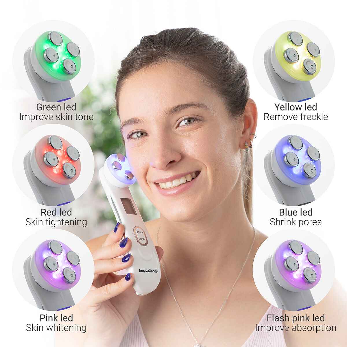 Facial Massager with Radiofrequency, Phototherapy and