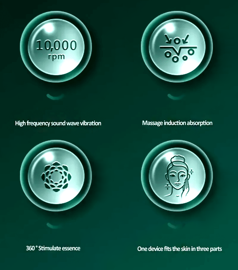 DELPHY Triple Head Facial Massager for High Vibration Lifting - MassageKraft