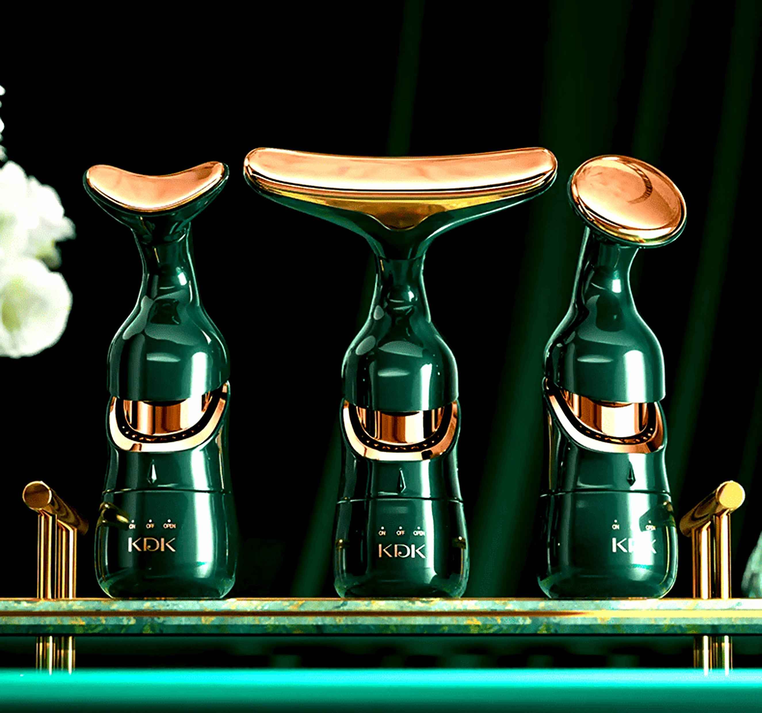 DELPHY Triple Head Facial Massager for High Vibration Lifting - MassageKraft