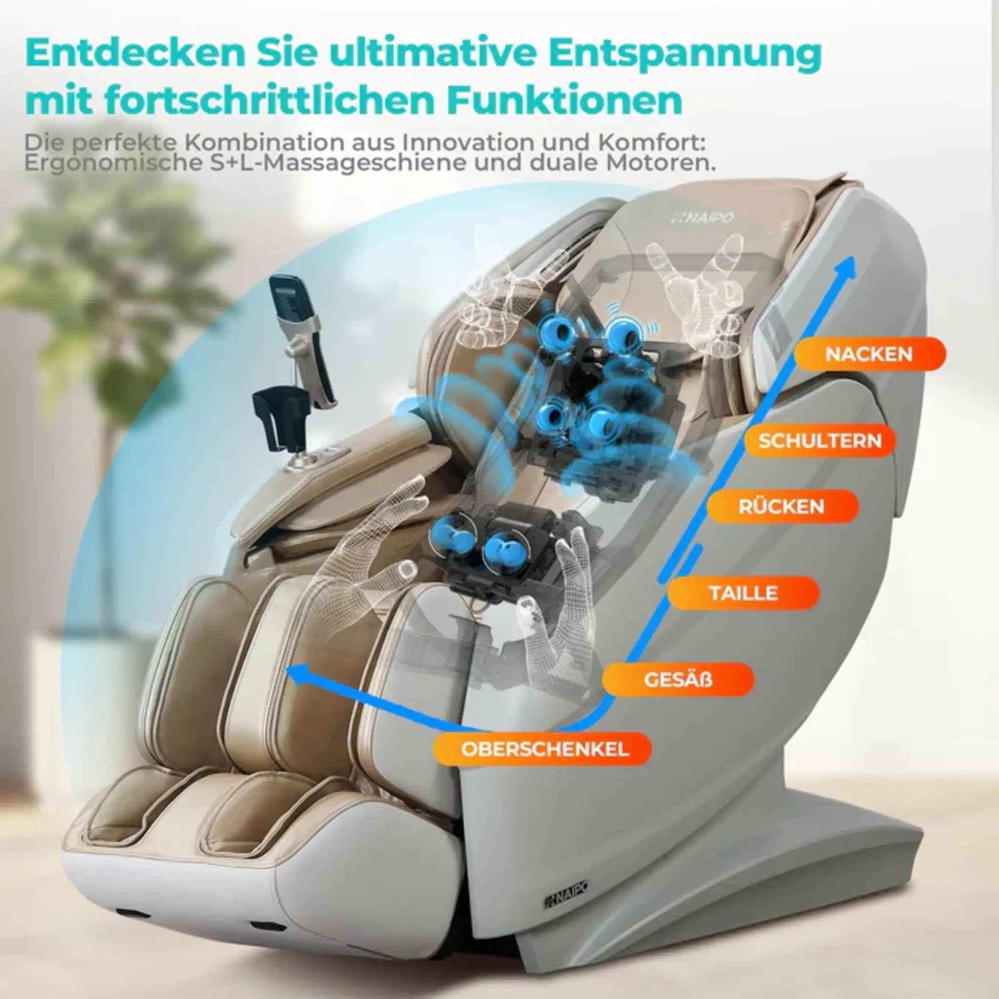 Naipo R50 Massage Chair White - Premium 3D Massage Chair for Ultimate Relaxation - MassageKraft
